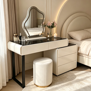 Modern Makeup Vanity <b>With</b> Flip-Top Mirror And <b>Storage</b> Drawers Bedroom <b>Dressing</b> <b>Table</b> <b>With</b> Stool - Product Image 3