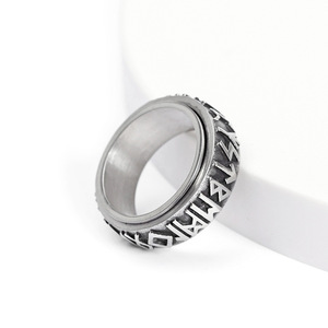 Soulager L'anxiété Acier Inoxydable Fidget Bande Anneaux Rune <span class=keywords><strong>Alphabet</strong></span> <span class=keywords><strong>Viking</strong></span> Spinner L'anxiété Anneau pour Hommes Femmes - Product Image 4