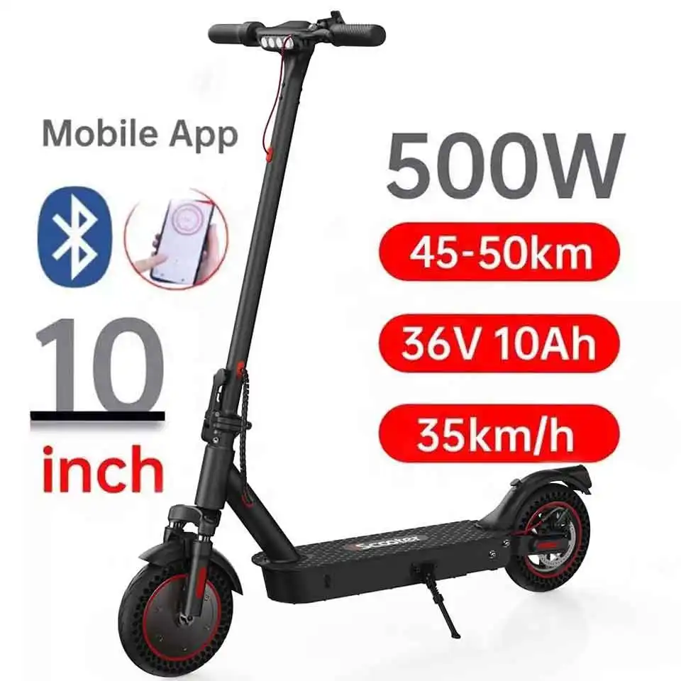 10 Inch Electric Scooter 500W Fold E Scooter 36v15Ah Adult Scooter 50-60km Endurance