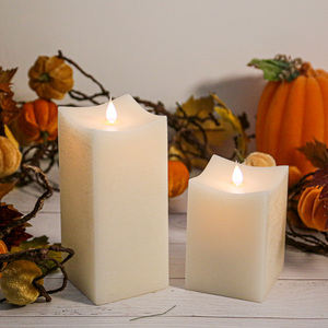 Sáp Parafin Hình Vuông Nến Hẹn Giờ Và Chức Năng Mờ LED Nến Nhấp Nháy Di Chuyển Bấc Sáng Lên Nến - Product Image 1