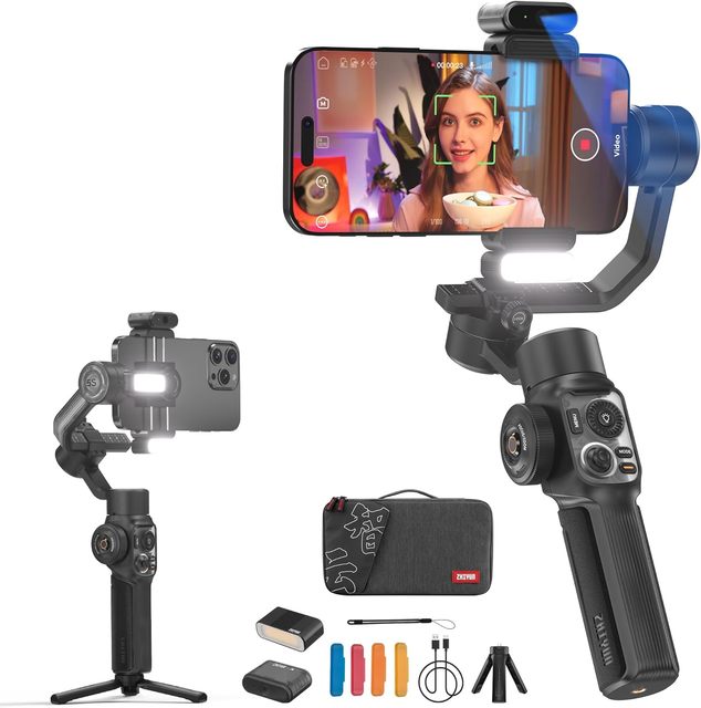ZHIYUN Smooth 5S AI Gimbal Stabilizer AI Tracking Phone Gimbal 650Lux Fill Light Smartphone Stabilizer Vortex YouTube Vlog