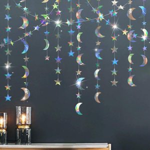 Bannière étoile arc-en-ciel 4m, en papier, magique, rond, fleur, étoile, lune, drapeau, <span class=keywords><strong>anniversaire</strong></span>, fête de mariage, décoration de lieu, vente en gros - Product Image 3