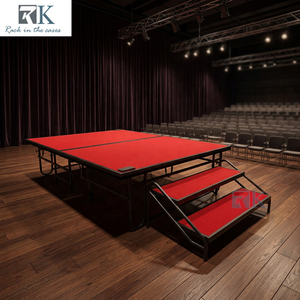 Red Folding <b>Stage</b> <b>Platform</b> with Steps Concert Exhibits Quick Setup <b>Stage</b> - Product Image 2