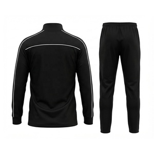 Ensemble d'entraînement de football personnalisé noir et blanc avec passepoil, demi-zip, OEM ODM - Product Image 2