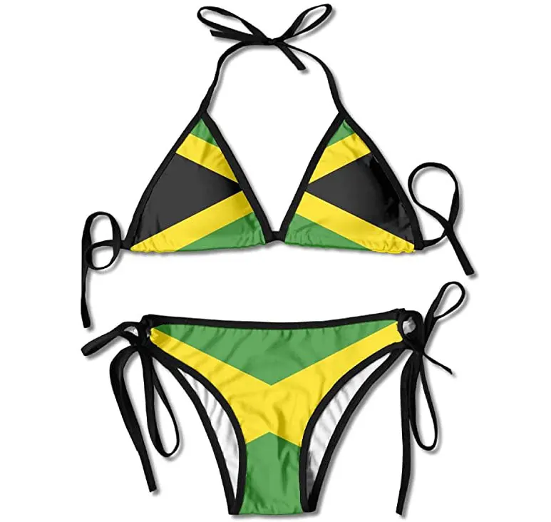 Jamaica Flag Bandage Mini Brazilian Bikini Two Piece Bathing Suits Swimwear Set Women 2022