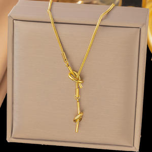 XL407 Trendy Christelijk Op Maat Gemaakt DIY Lange Hangketting RVS Parel Hart Meerlaags 18K Verguld Ketting - Product Image 5