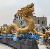 Statues d'animaux en métal modernes sur mesure, statue de dragon animée de style chinois pour jardin et parc