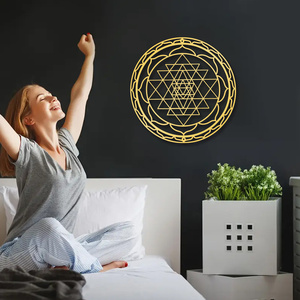 <span class=keywords><strong>Grande</strong></span> Sriyantra in Ghisa Personalizzato, Decorazione da <span class=keywords><strong>Parete</strong></span> Art Deco Mobile in Metallo per Studi di Yoga e Spazi Spirituali - Product Image 1