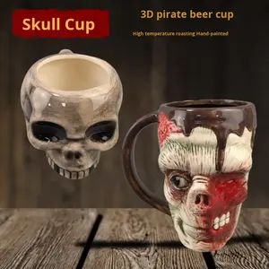 Premium classique jetable Halloween Pirates <span class=keywords><strong>des</strong></span> Caraïbes pour tête de crâne en céramique verre à vin Bar <span class=keywords><strong>bière</strong></span> tasse créative tasse blague fête - Product Image 2