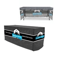 Housse de table personnalisée de 6 pieds à dos ouvert, impression de logo sur mesure, tissu pliable pour table de 4 pieds ou 6 pieds