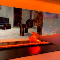 Cheminée électrique à atomisation 3D intégrée pour villa de luxe importée, ultra-mince en acier inoxydable, décorative pour salon et chambre