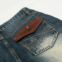 Pantalon en jean large délavé contrastant - Style rétro punk décontracté, effet usé et vieilli