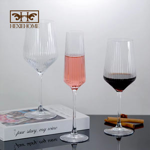 HXGLASS <strong>Wholesale</strong> Spray Color Ribbed Vertical Stripe Wine Glass Set Red Wine <strong>Champagne</strong> <strong>Flute</strong> Elegant Goblet for Restaurant Party - Product Image 2