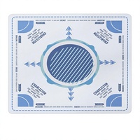Tapis d'entraînement au mahjong américain Art Déco, règles de Charleston, imprimé 4 zones, bleu et blanc géométrique, 31,5 pouces, antidérapant, réduction du bruit