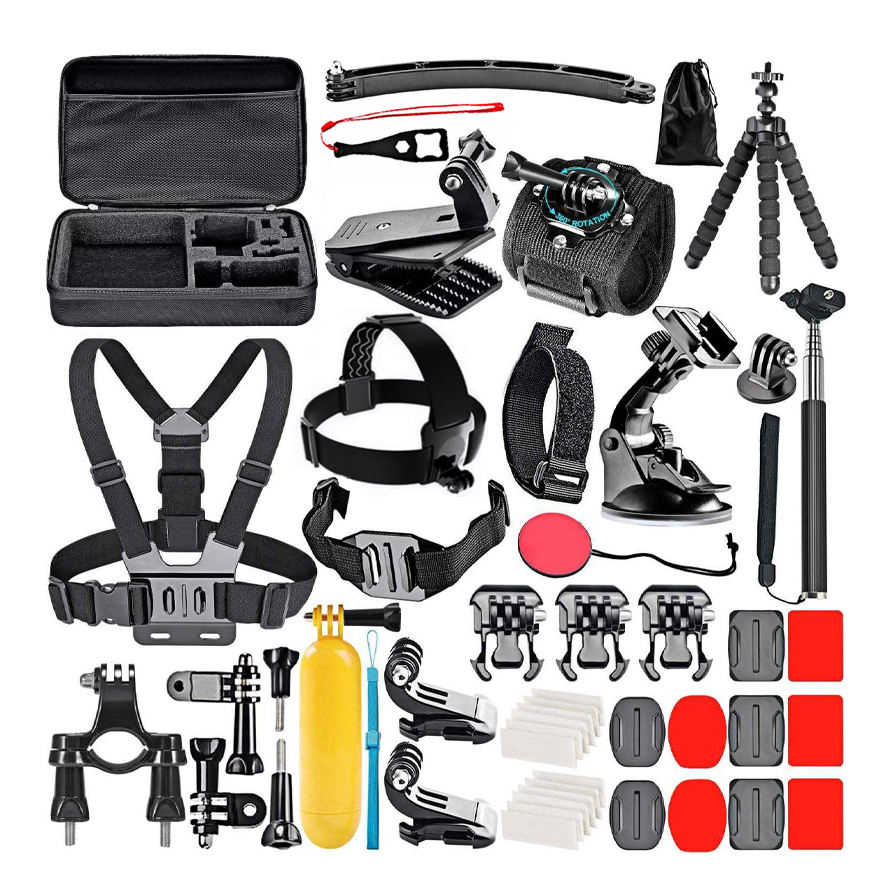 HONGDAK Action Cameras Accessories Kit 50 in 1 Mount Head Chest Strap Suction Cup Accessories Set for GoPro Hero 12 11 10 8 7 6