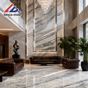 Losas <span class=keywords><strong>de</strong></span> Mármol Natural Pulido Wenlei en Azul Grisáceo con Vetas Blancas y Doradas, Piedra <span class=keywords><strong>de</strong></span> Lujo para Paredes <span class=keywords><strong>de</strong></span> Hoteles y Recepciones <span class=keywords><strong>de</strong></span> Empresas - Product Image 2