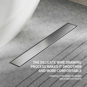 Desagüe de piso lineal de acero inoxidable para baño y hotel, con inserto de baldosa antiolor y prevención de reflujo, para ducha y lavado. - Product Image 5