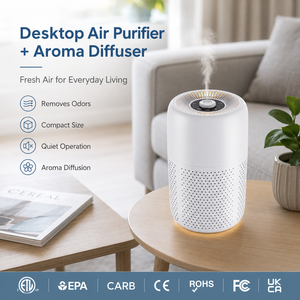 <span class=keywords><strong>Purificateur</strong></span> <span class=keywords><strong>d</strong></span>'<span class=keywords><strong>air</strong></span> silencieux pour table avec veilleuse intégrée, élimine les gaz nocifs en intérieur, idéal pour la chambre familiale, le dortoir, les petits espaces de vie - Product Image 1