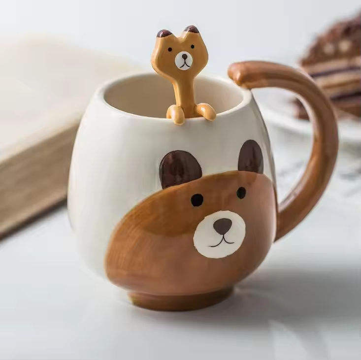 Wholesale Cute Pig/panda/frog/cat Unbreakable Custom Sublimate Ceramic Tea Coffee Cups