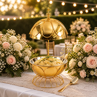 GOLDEN KEY 8L Edelstahl Chafing Dish zum Aufhängen, Kommerzieller Buffet-Server mit Kuppeldeckel, Speisenwärmer für Hochzeiten