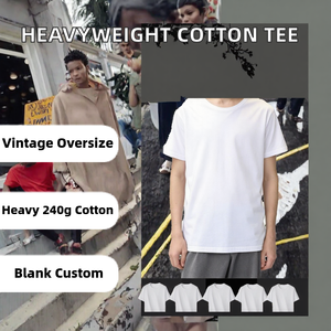 240 Grams Unisex 100% Cotton Jersey Solid Oversized Heavyweight Vintage Casual Breathable Custom Blank T <b>Shirt</b> - Product Image 2