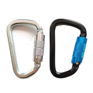 CE fall protection hardware snap hook carabiner with factory 30KN D Type Auto Locking Steel Climbing Carabiner scaffolding Hook