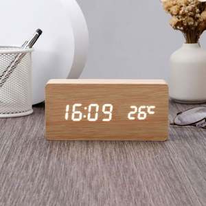 นาฬิกาปลุกไฟ LED อัจฉริยะสำหรับเด็กโต๊ะไม้แบบกำหนดเองได้ทันสมัย - Product Image 4