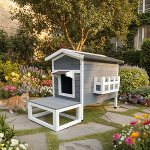 Condo <span class=keywords><strong>pour</strong></span> <span class=keywords><strong>chat</strong></span> en bois de sapin à 3 niveaux, économique, avec fenêtres et portes, <span class=keywords><strong>abri</strong></span> ventilé <span class=keywords><strong>pour</strong></span> <span class=keywords><strong>chat</strong></span>, <span class=keywords><strong>pour</strong></span> usage intérieur/extérieur - Product Image 5