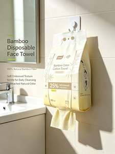 Serviettes jetables en fibre de bambou pour le visage, les mains et le corps, lingettes démaquillantes, nettoyage facile et efficace. - Product Image 5