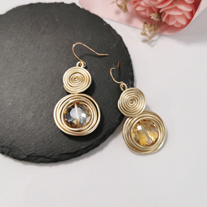 HANSIDON-pendientes de cristal Vintage helicoidales de alambre, joyería chapada en oro, con cuentas, accesorios - Product Image 1
