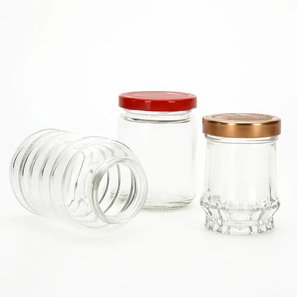 VISTA 250ml 350ml Forma Personalizada À Venda Round Square food storage glass jar molho de mel pickle nut candy glass jar