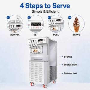 Machine à <span class=keywords><strong>glace</strong></span> molle commerciale 52-58L/H, 3 saveurs, double système, 4000W, en acier inoxydable 304, avec pompe à air GQ-D56D - Product Image 5