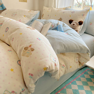 Hiện đại sọc sợi nhuộm thân thiện với môi được trang bị tấm vỏ gối Duvet cover tấm phẳng tinh khiết bông bốn mảnh thiết lập - Product Image 3