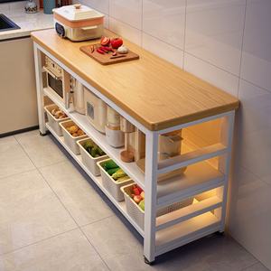 Étagère de <span class=keywords><strong>cuisine</strong></span> longue et moderne, multifonctionnelle, en métal, pour four à <span class=keywords><strong>micro</strong></span>-ondes, préparation des repas, découpe de légumes, îlot de préparation culinaire - Product Image 1