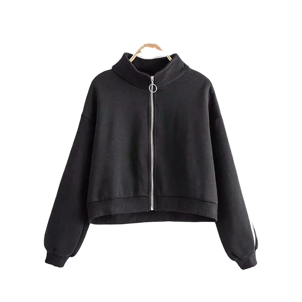 Ladies Female Zipper Sweatshirt Gym Sport Zip Up Plain Hoodies For Women