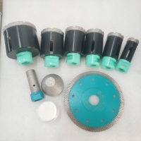 Nouveau kit de scies cloches diamantées brasées sous vide, couleur, M14 avec disque de coupe, fraise à chanfreiner et cire de refroidissement pour porcelaine, marbre, céramique