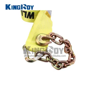 KingRoy-Correa de cabrestante de 4 "con gancho de cadena, cadena de 3/8 pulgadas y correas de logística de gancho