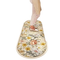 Tapis de cuisine en diatomite de style américain, antidérapant, absorbant, lavable, tapis de sol floral, utilisation dans la salle de bain