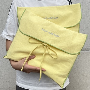 Bolsa de Lona con Solapa de Algodón Amarillo, Personalizada con Logotipo Impreso/Bordado, para Guardar Zapatos, Bolsos, Ropa, Manualidades - Product Image 6