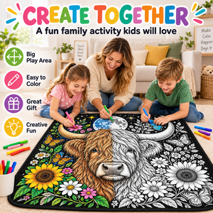 Color Your Own Blanket DIY Coloring Throw <b>Rug</b> Animal Pattern Rectangular Home Decor for Kids Creative Family Activity - Product Image 1