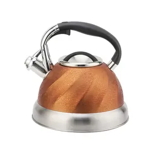 不锈钢口哨水壶带防热手柄茶壶、炉灶热水煮茶壶、3L茶壶炉灶壶