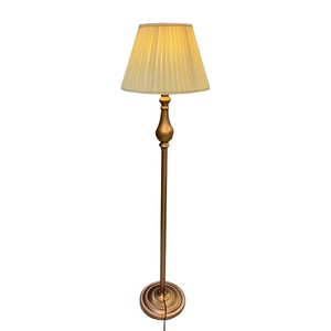 <span class=keywords><strong>Lampadaire</strong></span> classique en <span class=keywords><strong>Bronze</strong></span> Antique élégant Vintage en tissu plissé abat-jour en laiton - Product Image 1
