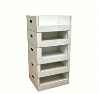 Présentoir de sol modulaire promotionnel en carton, étagère en papier à niveaux, vente en gros pour supermarchés, OEM ODM