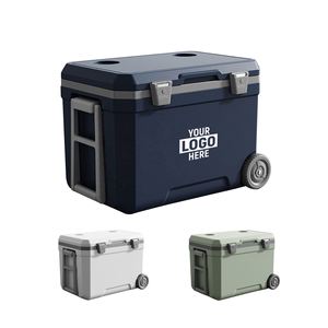 Custom Logo Wholesale Food Preservation Freezer Multi-functional Picnic Ice Insulated <b>Cooler</b> <b>Box</b> 45l with Wheels and Handle - Product Image 1