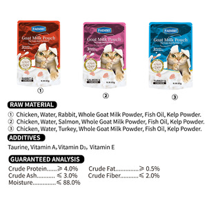 Offre Spéciale – Aliment Humide pour Chat FAENBEI au <span class=keywords><strong>Lait</strong></span> <span class=keywords><strong>de</strong></span> Chèvre, Bouchées <span class=keywords><strong>de</strong></span> Viande, Nutrition Complète, Poulet et Dinde, en Sachet Boîte - Product Image 2
