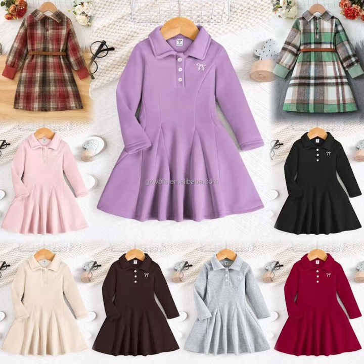 High-End Vintage Dress for Young Girls Simple Casual Street Style Heat  Transfer Cute Bow for Children