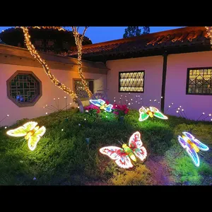 Düğün sahne dekorasyon açık Park Led kelebek ışık Motif ışık