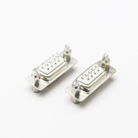 Connecteur D-Sub à densité standard, 15 circuits, mâle droit, avec coupelle de soudure, plaqué or, hauteur 10,9 mm
