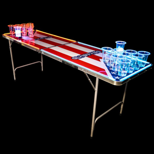 Table de bière-pong en alliage pliable en gros avec design drapeau américain et étui portable pour la fête de hayon en plein air et l'événement de jeu - Product Image 2