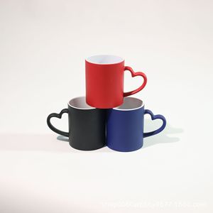 Heart Shaped Ceramic Mug Matte Frosted Sublimation Printing Wedding Gift Cup With Handle Color Changing <b>Magic</b> Mug - Product Image 1